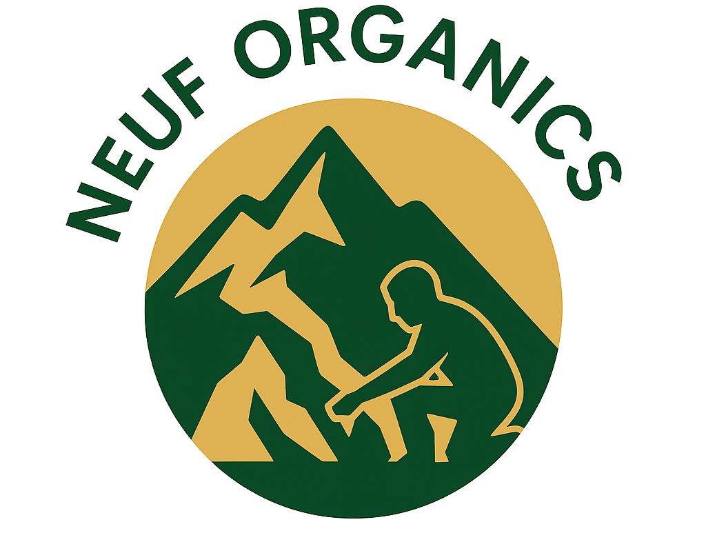 Neuf Organics, Outline of mountain and man picking Shilajit